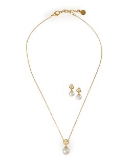 MAJORICA Jewelry Pearl Floral Necklace and Earrings Set