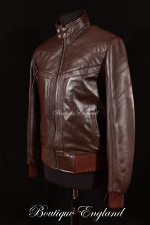 Mens Player Brown Puffs 70s Vintage Leather Jacket