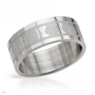 Irresistible Stainless Steel Roman Numerals Mens Ring Size 9