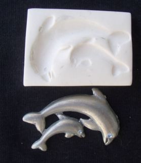 Dolphin Mama Baby Polymer Clay Push Mold Handmade