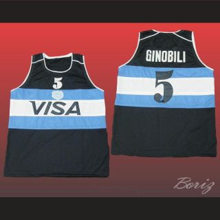 Manu Ginobili Basketball Jersey Sewn Stitch Argentine Spain Any Size