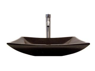 Rectangle Chocolate Marble Stone Vessel Sink Faucet