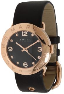 New Marc by Marc Jacobs Rose Gold and Black Leather Strap Ladies Watch