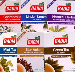 Badia Tea No Caffeine 10 Tea Bags 7 Flavor Choices Natural Herbal