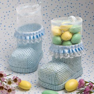 100 Blue Baby Bootie Mesh Bag Christening Baby Shower Favors