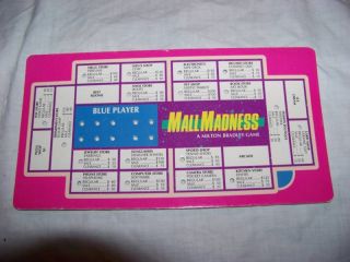 1989 MB Electronic Mall Madness Board Game Parts Card