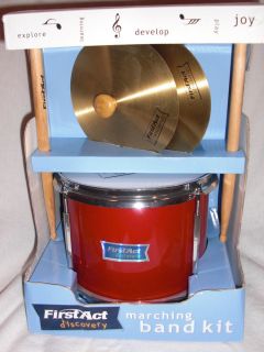 IN BOX First Act Discovery Marching Band Kit red drum set and cymbals