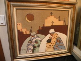 Mario Native American Pueblo Oil Painting Cross