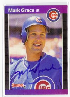 1989 Donruss Mark Grace Autograph Signed Card Chicago Cubs HOF