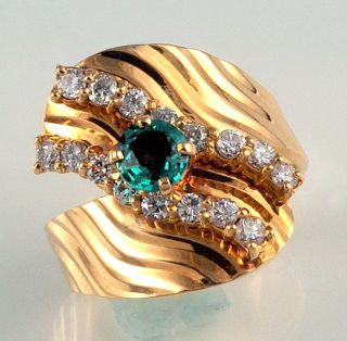 18K Diamond Emerald Ring 