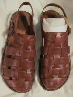 Born Dark Brown Leather Fisherman Sandals Comfort Size EU 49 US 14 New