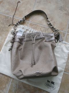 Coach Madison Python Embossed Marielle Leather Drawstring Tote Bag