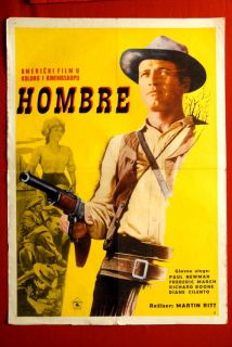 Hombre Martin Ritt Western Paul Newman 1966 RARE EXYU Movie Poster