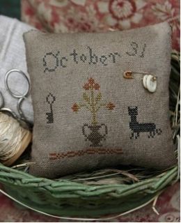 October 31 Pincushion Cross Stitch Pattern by Stacy Nash Primitives