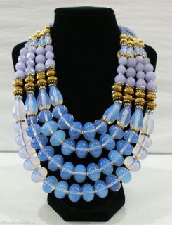 Masha Archer 4 Strand Opaline Lavender Milkglass Necklace