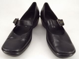 Womens Shoes Black Leather Anne Klein 8 M Mary Jane Wedge