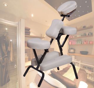 Aosom 3 Portable Massage Chair Tattoo Spa Salon Cream White