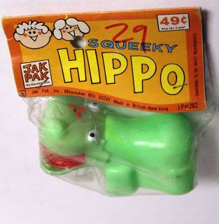 British Hong Kong Unique New Old Stock Squeeky Hippo Toy Vintage