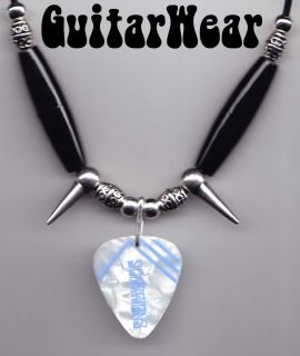 Scorpions Matthias Jabs Signature White Pearl Guitar Pick Necklace