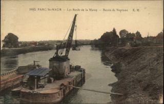 Paris Parc St Maur Bassin de Neptune Crane c1910 Postcard