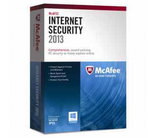 McAfee Internet Security 2013   3 Users Antivirus Anti Virus Firewall