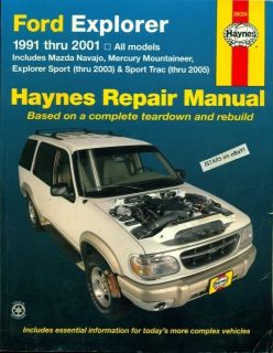 2000 2001 Ford Explorer Mazda Navajo Mountaineer Repair Manual