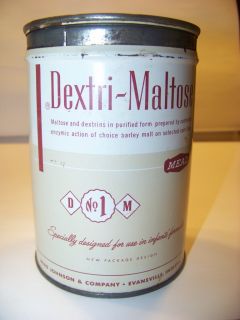 Vintage Mead Johnson Dextri Maltose baby formula advertising can tin
