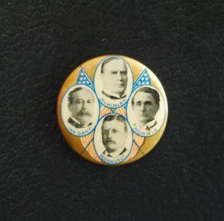 McKinley Roosevelt Quadragate Minnesota Coat Tail Button