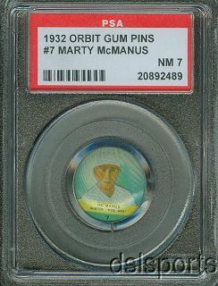 1932 Orbit Gum Pins 7 Marty McManus PSA 7