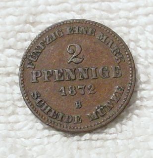 1872 B Germany Mecklenburg 2 Pfennig VF