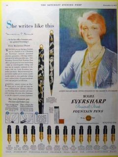 1930 Eversharp Fountain Pen Ad s P Hunt Fred Mazen