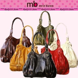 Melie Bianco Shoulder Handbag Double Handle Pleats Brown Bag