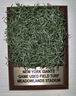 Game Used NY Giants Jets Green Playing Field Turf W Plaque Meadowlands