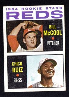 Bill McCool Chico Ruiz Reds Rookie 1964 Topps 356 Excellent No CREASES