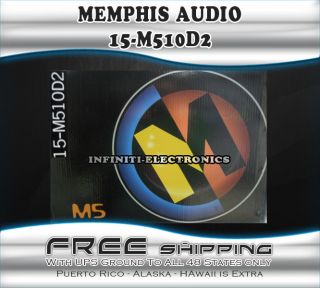 New Memphis Car Audio 15 M510D2 10 2OHMS Car Subwoofer 15M510D2