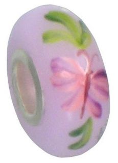  Glass BEAD new B003AH MYSTIC BUTTERFLY Lilac Handpainted Mendenhall