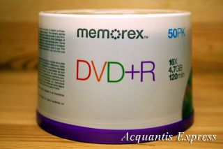 50 Memorex 16x DVD R 4 7 GB Blank Disc Brabd New