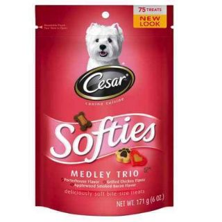 LOT OF 5 PACKAGES CESAR SOFTIES MEDLEY TRIO 3 FLAVORS SOFT BITE SIZE