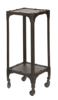 Black Painted Iron Steel Square Telephone Accent Table