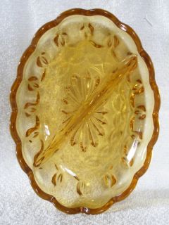 Two 2 Amber Divided Oval Dish by Anchor Hocking Fairfield