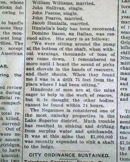 1902 Newspaper NEGAUNEE MI Michigan Mine Disaster & Comical DYNAMITE