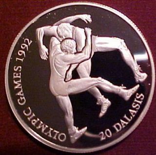 1992 Olympics Barcelona ~Gambia 20 Dal. ~Smokn Gem Silver Proof ~Free