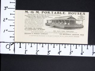 1907 Mershon Morley M M Portable Houses Magazine Ad Cottage Hunting