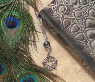 Metal Bookmark Amethyst Silver Pentacle Pentagram Book Spell Wicca