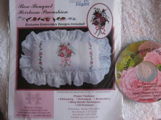 ROSE BOUQUET HEIRLOOM PINCUSHION PATTERN & EMBROIDERY DESIGNS CD FROM