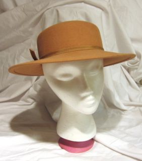 Vintage Miss Bierner Michael Howard 100 Wool Brim Hat Camel Tan Color