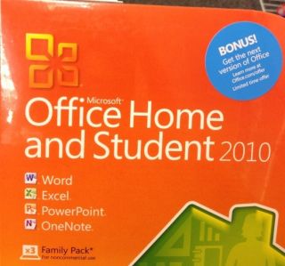 2010 Microsoft Office Home Student 3pc 1 User