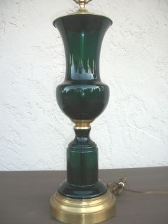 Emerald Green Marbro Hollywood Regency Mid Century Glass Lamp