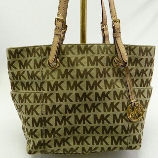 Michael Kors MK AUTH E W Signature MK Jacquard Tote Handbag Purse