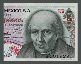 Banknote Mexico 1973 1CB Miguel Hidalgo Church Bell Pick 63 UNC